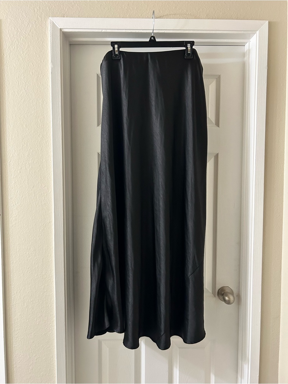 ARULA Black Satin Maxi Skirt